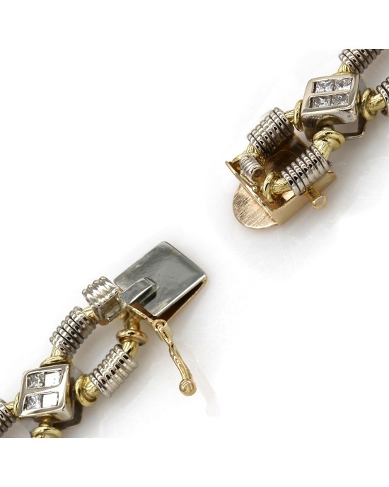Cable Link Diamond Bracelet in Gold